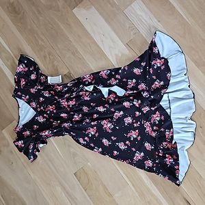 Girls Black and Red Floral Hi-lo Faux Wrap Dress NWT Sz 8